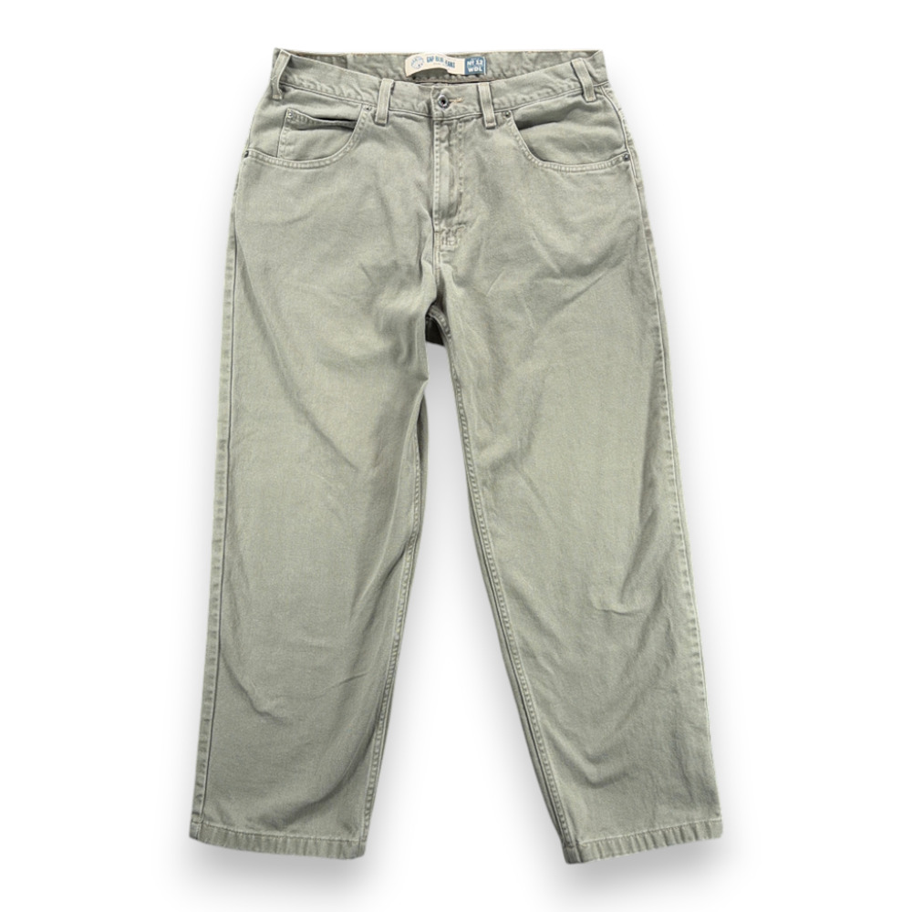 Vintage Gap Jeans Mens 34x28 Green Denim Wide Leg Baggy Skater Y2K 35x30 Tag